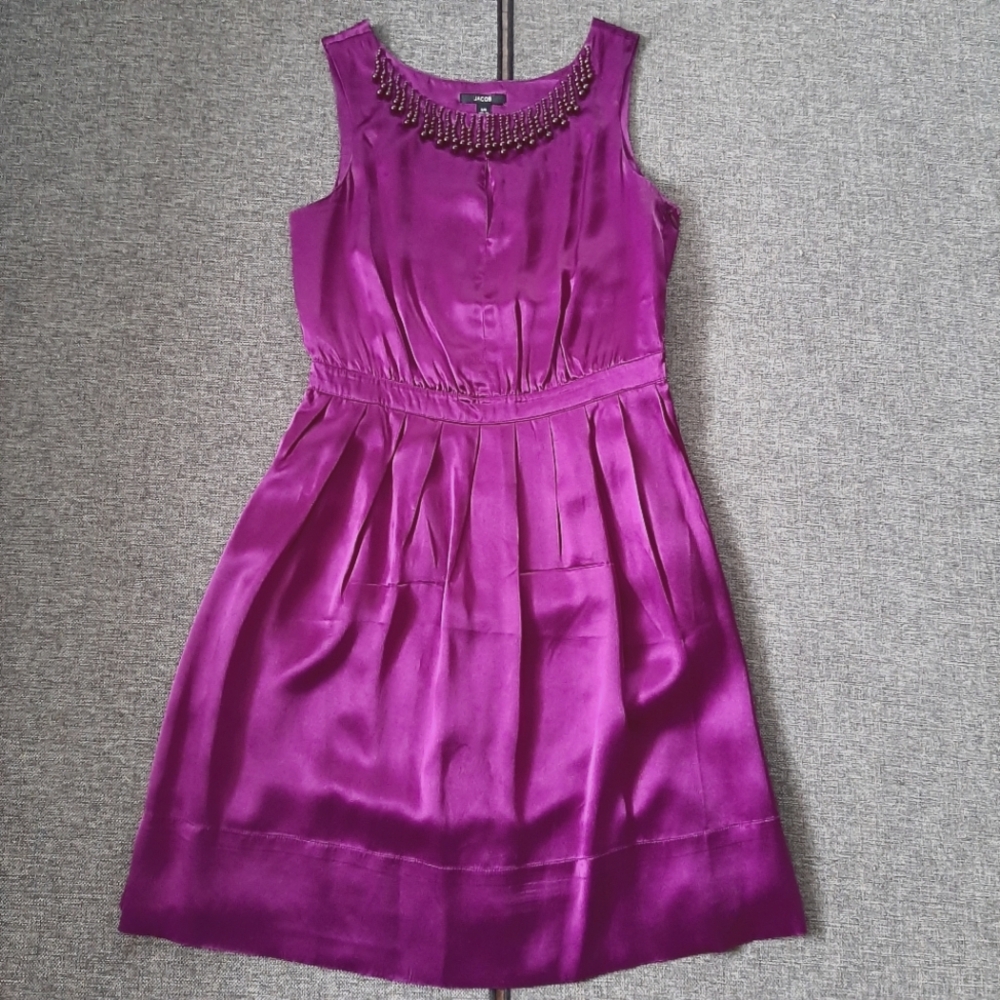 Jacob Purple Embellished Silk Dress